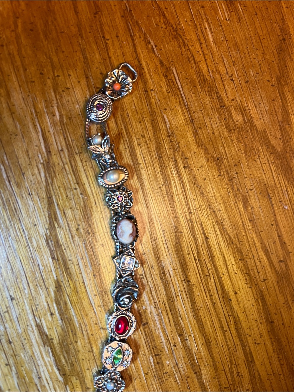 Victorian Gold-Tone Multi-Stone Slide Bracelet with Colorful Charms - Picture 3 of 6